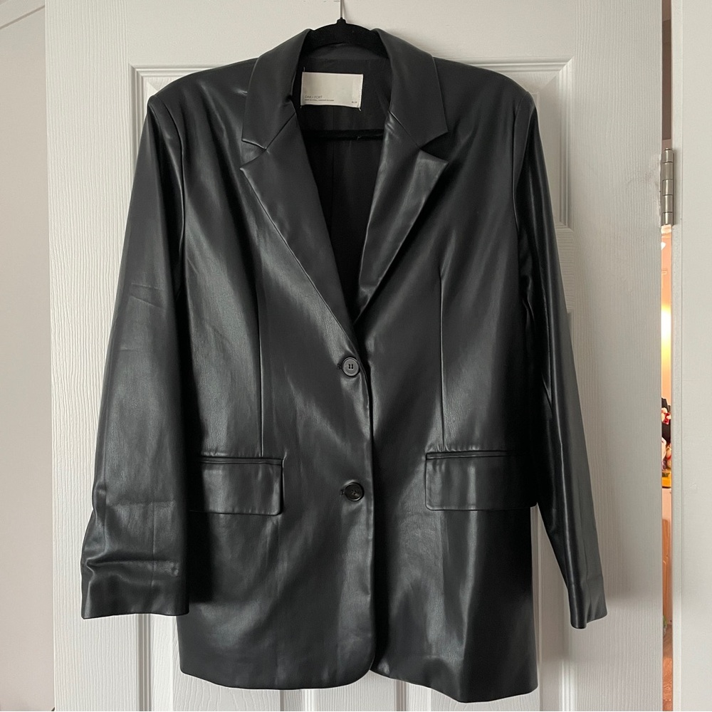 Oak + Fort Vegan Leather Blazer